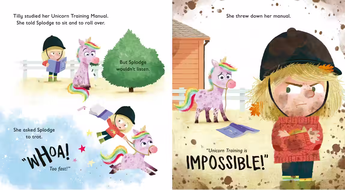 Unicorn Training – picture book design by Victoria Vassiades, image 3 of 4