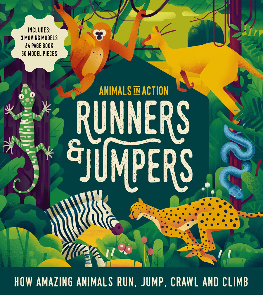 Animals in Action: Runners & Jumpers – novelty book cover design by Victoria Vassiades