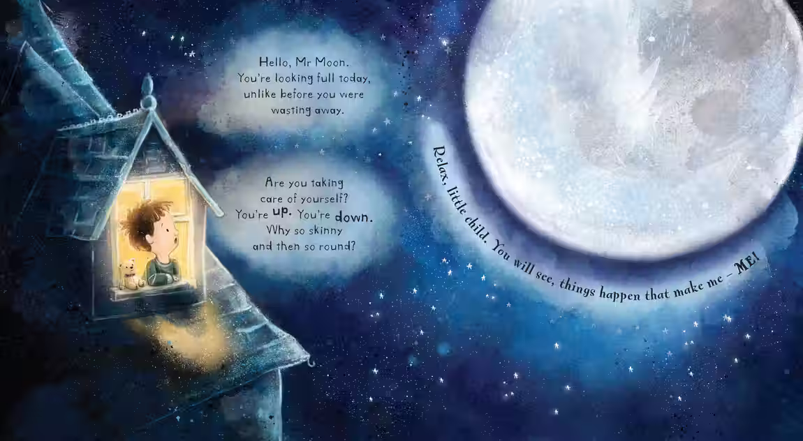 Hello, Mr Moon – picture book design by Victoria Vassiades, image 2 of 3