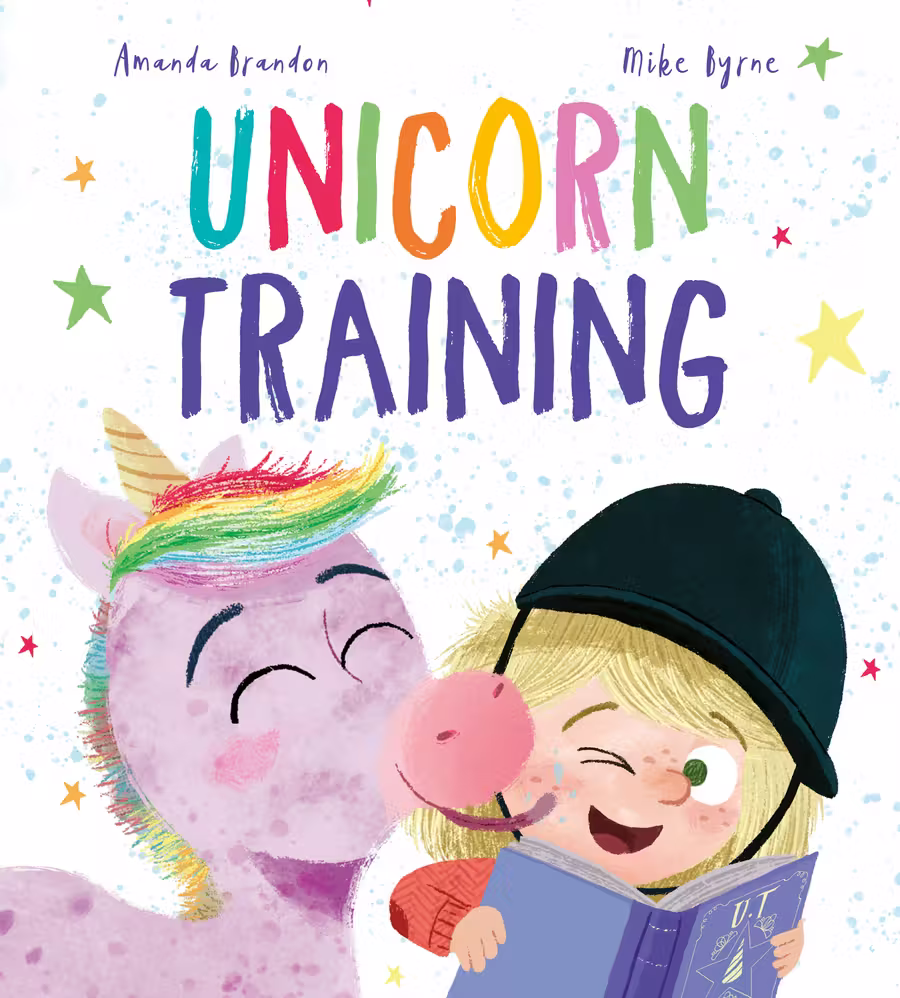 Unicorn Training – picture book cover design by Victoria Vassiades